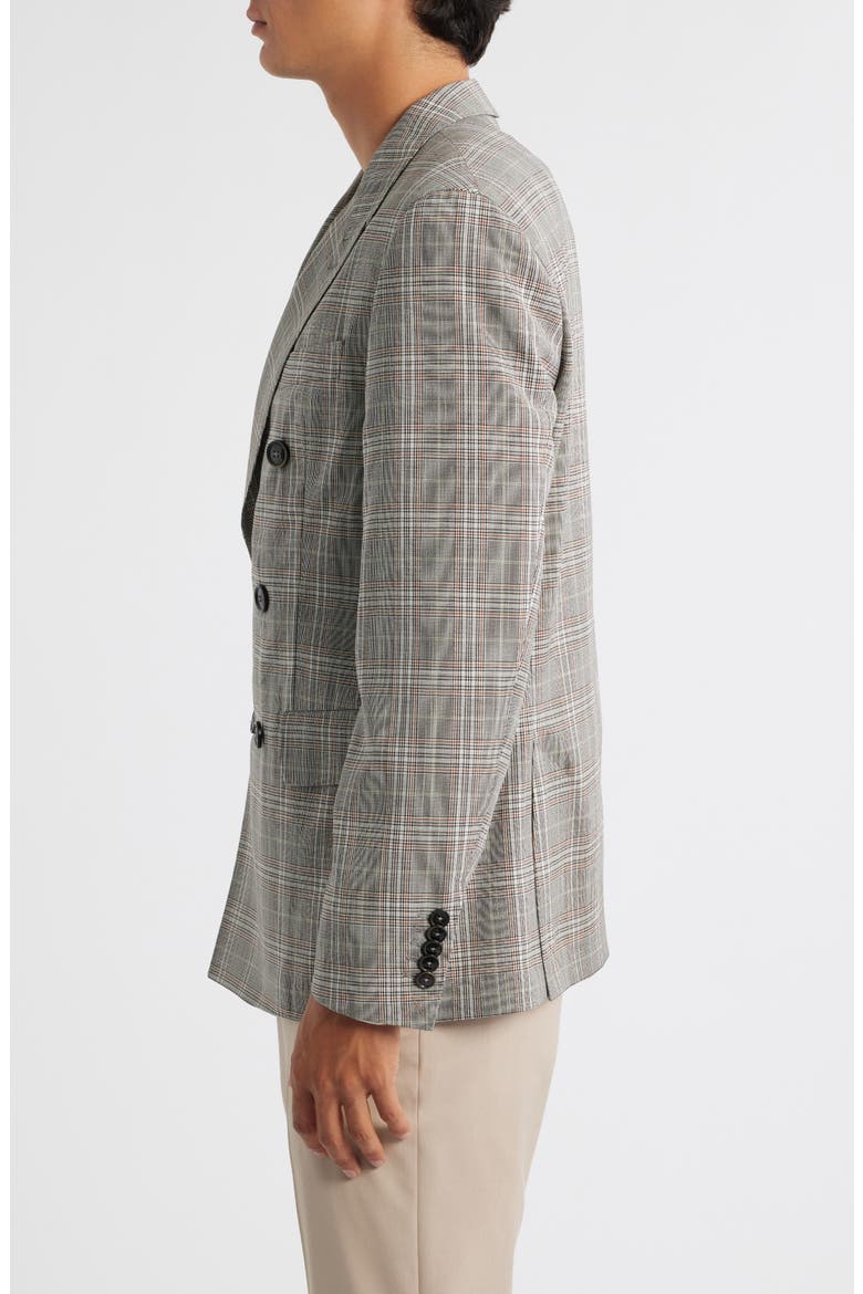 Heston Slim Fit Plaid Double Breasted Wool Blend Suit Jacket, Alternate, color, MED BROWN