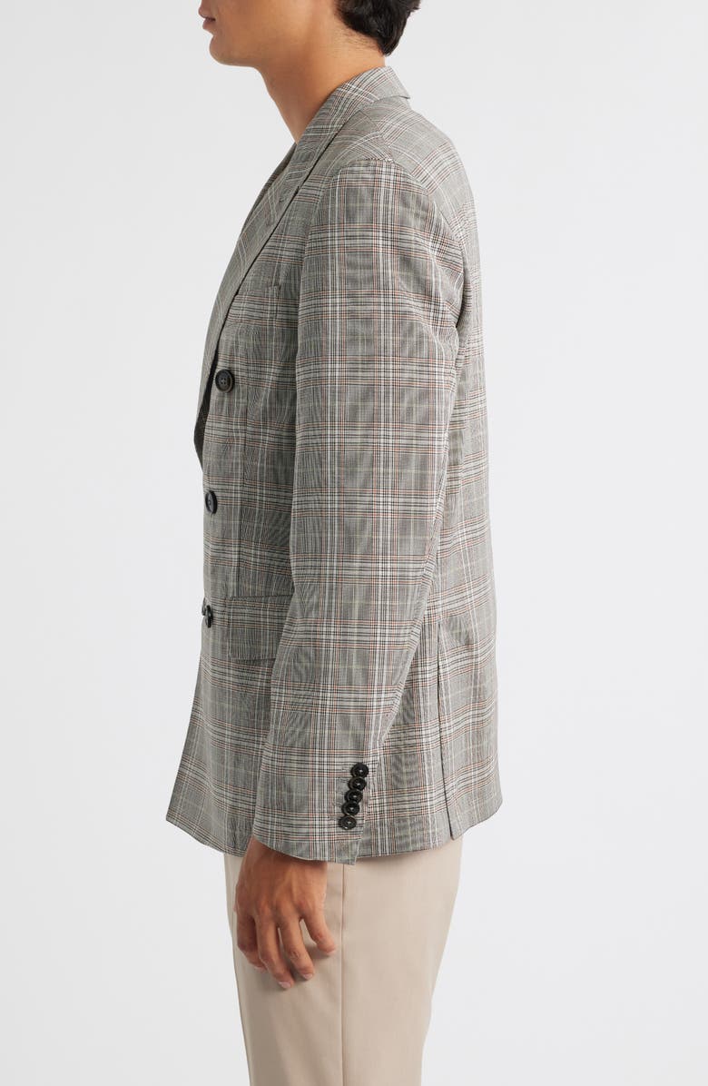 BOSS Heston Slim Fit Plaid Double Breasted Wool Blend Suit Jacket, Alternate, color, Med Brown