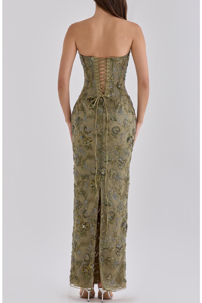 Anisa Hand Beaded Gown, Alternate, color, FIR GREEN