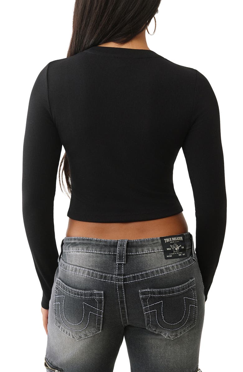 True Religion Long Sleeve Buddha Graphic Tee, Alternate, color, Jet Black