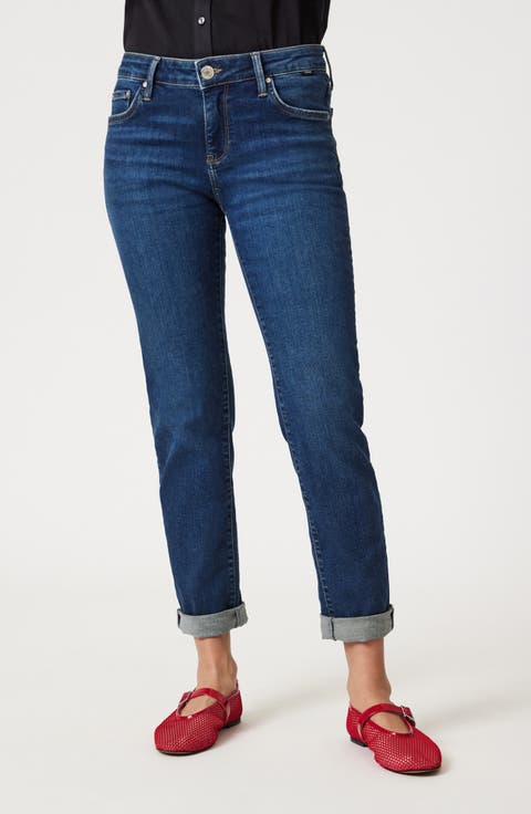Emma Low Rise Slim Boyfriend Jeans (Deep Brushed Tribeca)