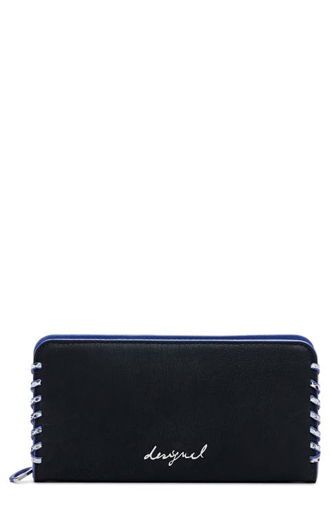 Faux Leather Zip Around Wallet