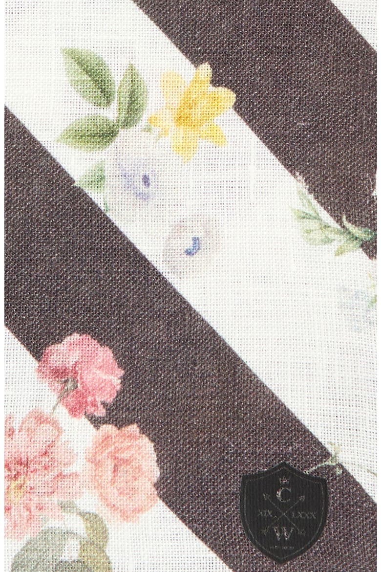 Print Linen Pocket Square, Alternate, color, BLACK