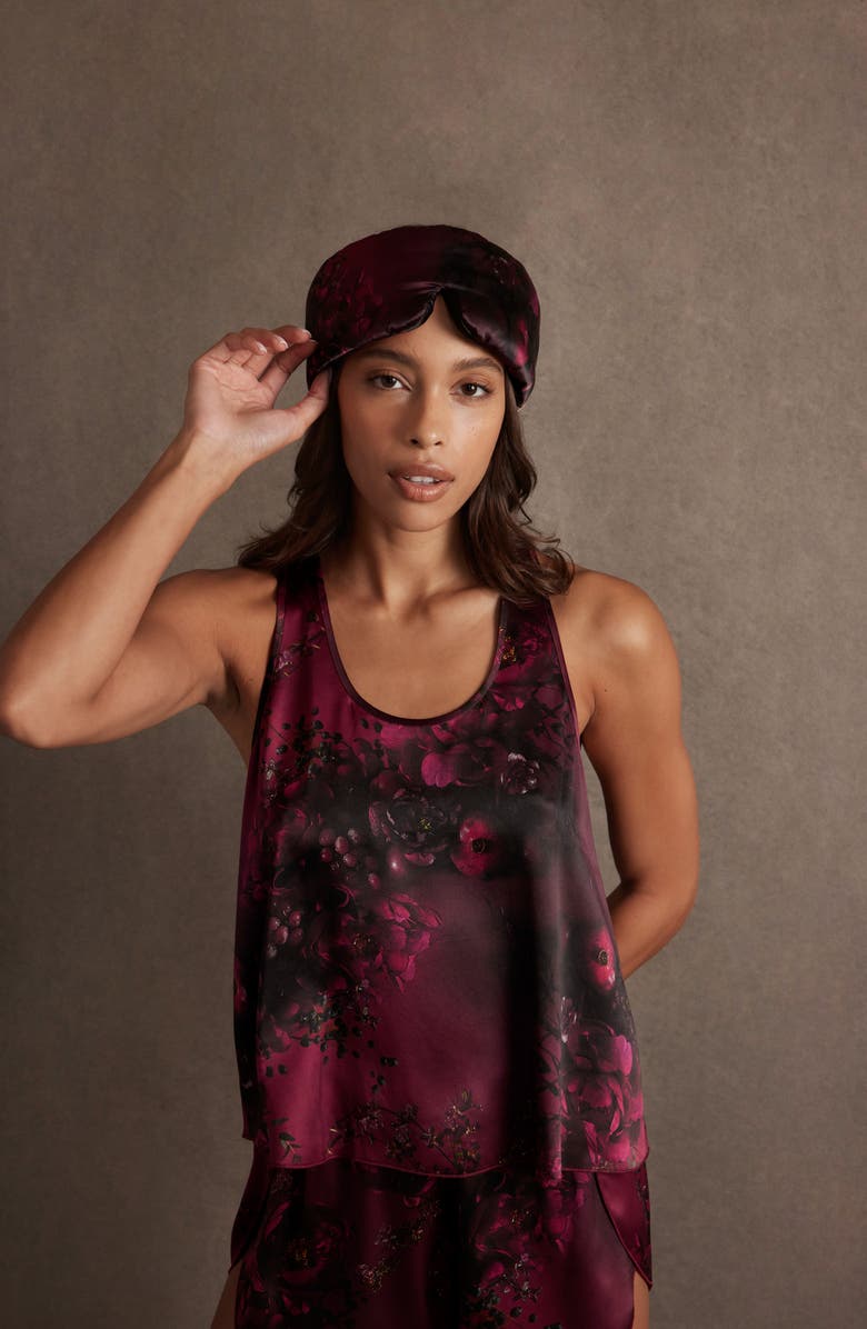 Lunya x Rosandich Floral Washable Silk Sleep Mask, Alternate, color, Rouge Reverie