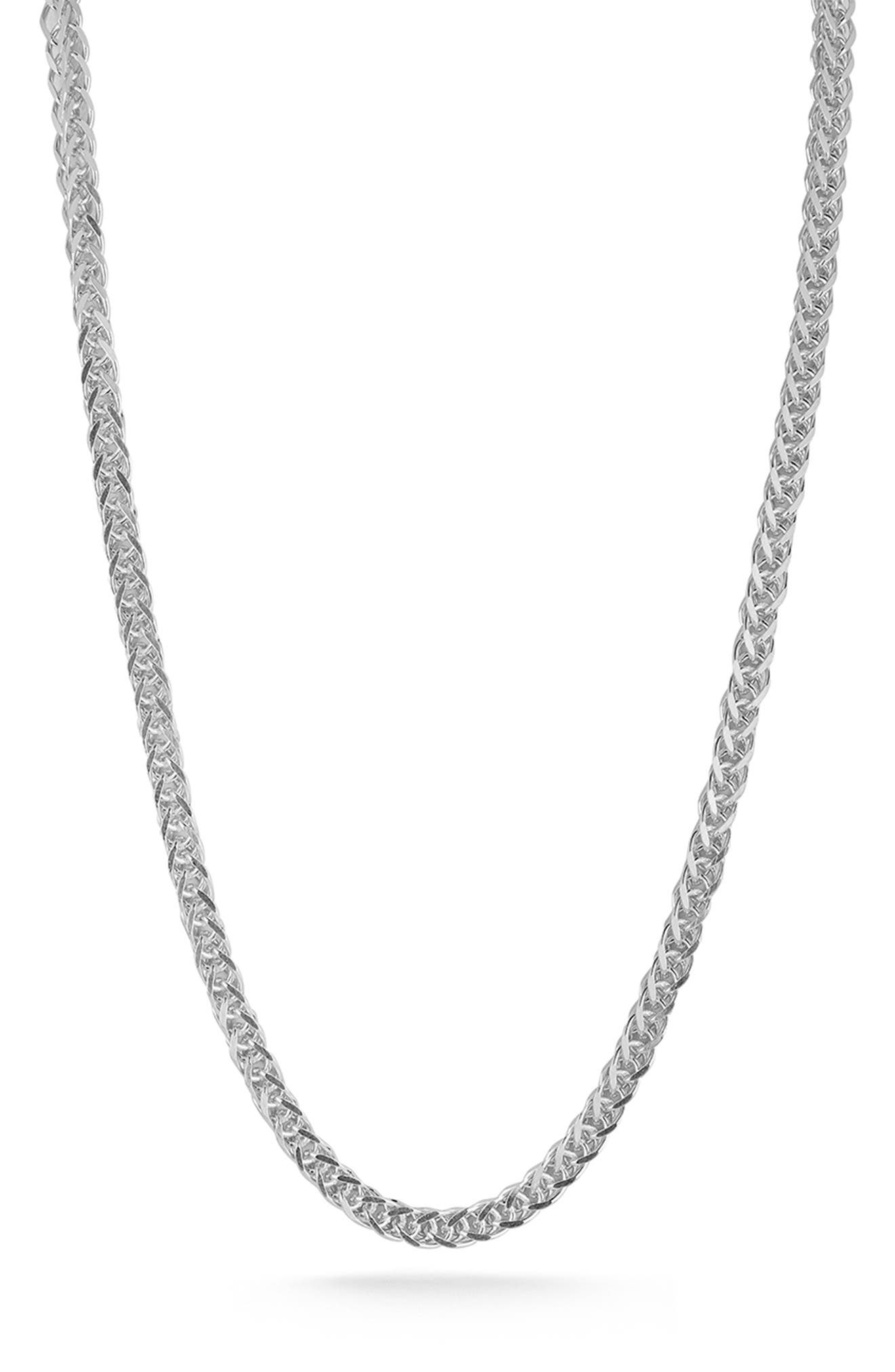 Sterling Silver Square Wheat Chain Necklace