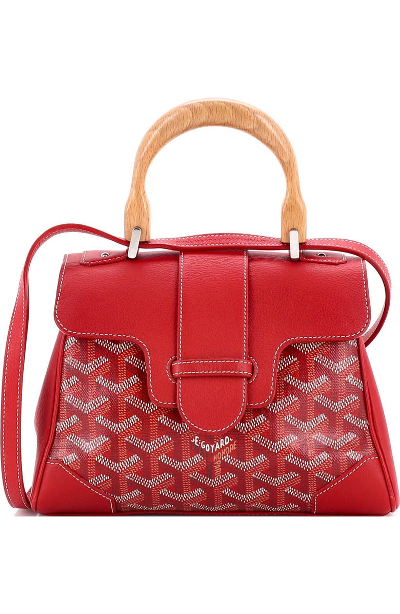 Pre-Owned Goyard Saigon Top Handle Bag Coated Canvas with Leather Mini, Main, color, Red