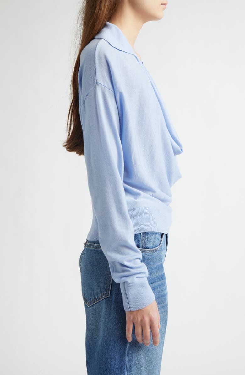 EMILY DAWN LONG Drape Front Wool Polo Sweater, Alternate, color, Baby Blue