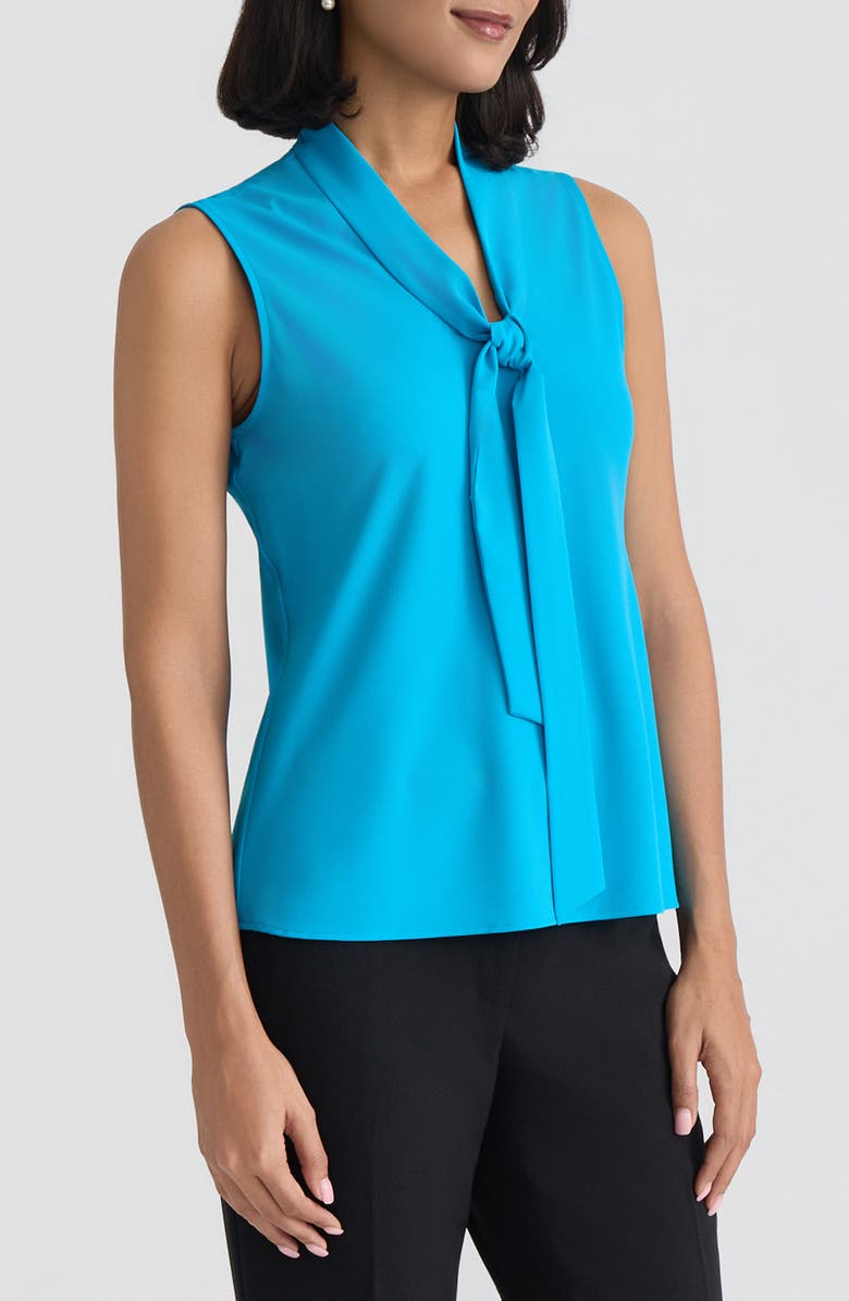 KASPER Sleeveless Tie Front Top, Alternate, color, Bright Azul