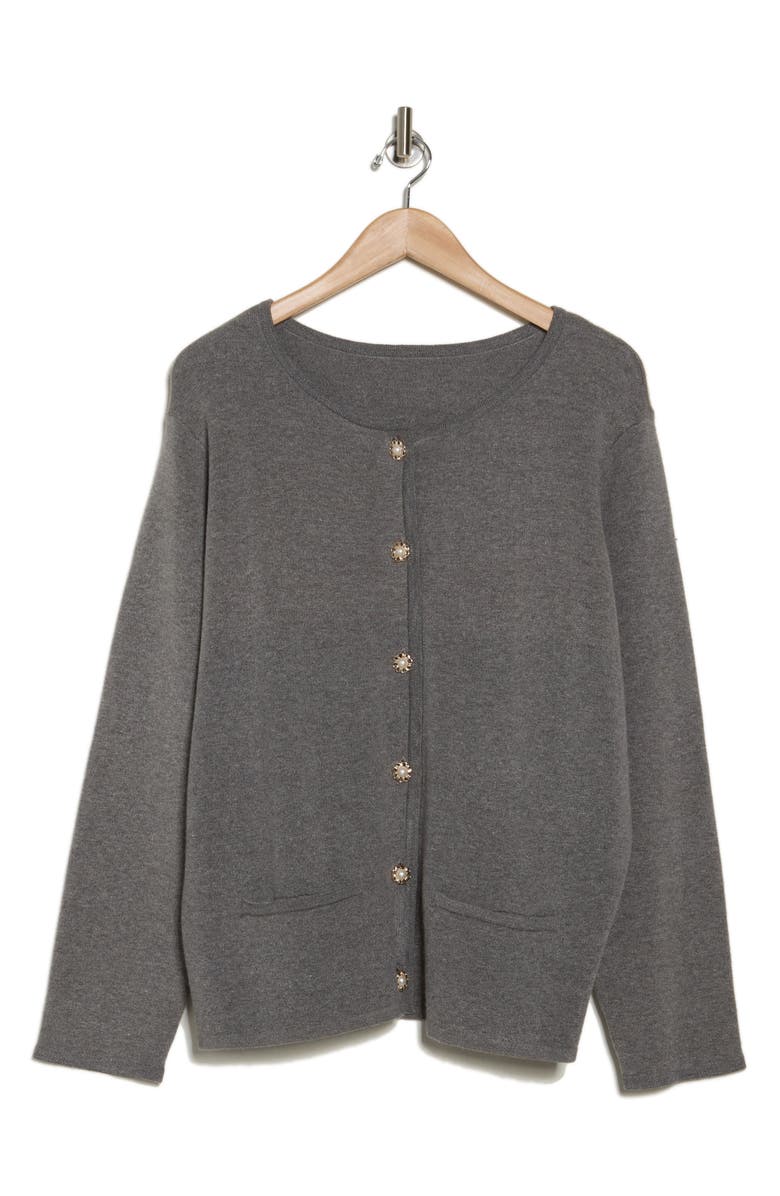 BY DESIGN Celeste Crop Cardigan, Alternate, color, Medium Heather Grey