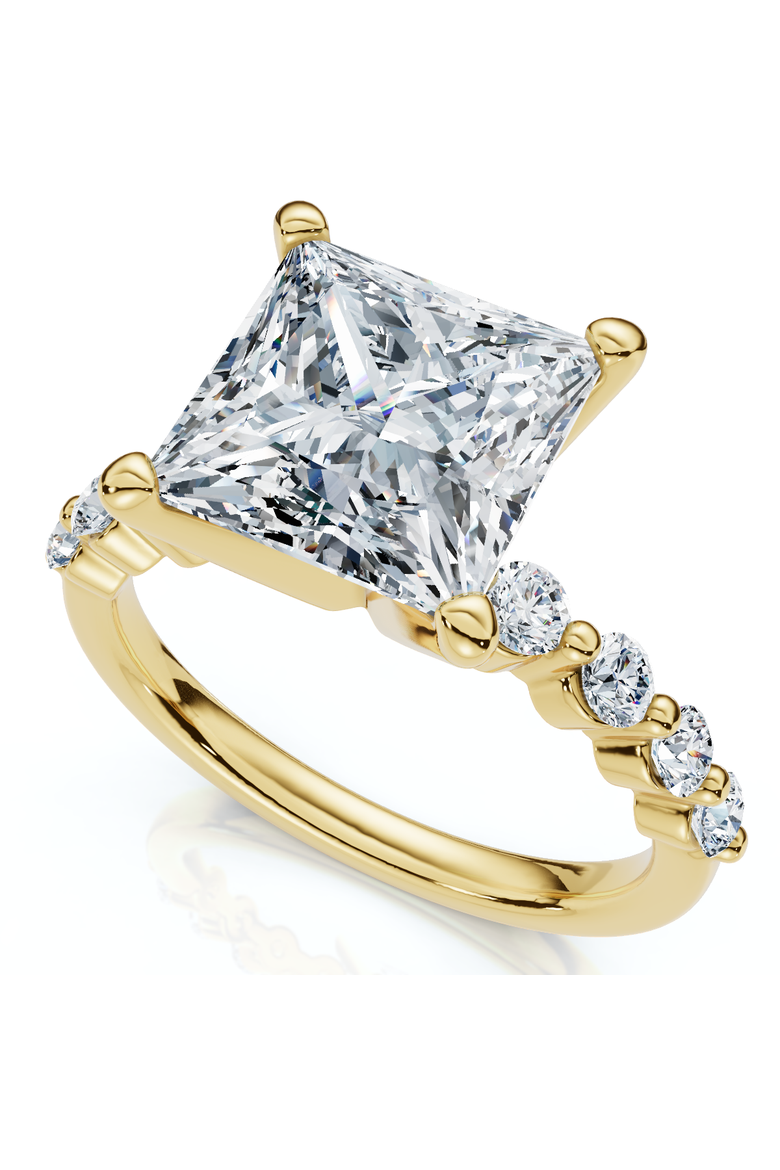 Certified Monica Princess Cut 3 1/2Ct Diamond Engagement Ring 14k Gold Lab Grown, Main, color, 14k Yellow Gold