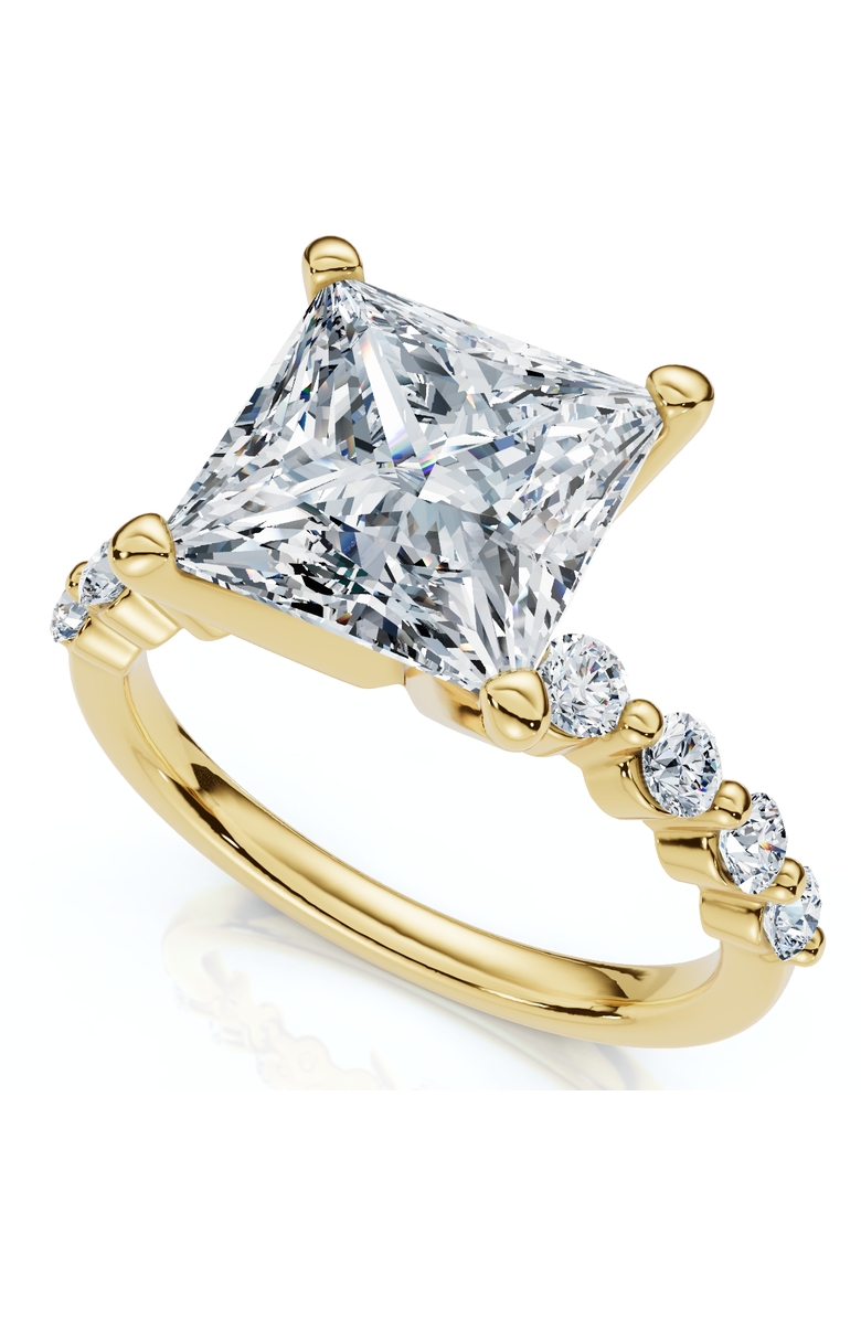 Bliss Diamond Certified Monica Princess Cut 3 1/2Ct Diamond Engagement Ring 14k Gold Lab Grown, Main, color, 14K Yellow Gold