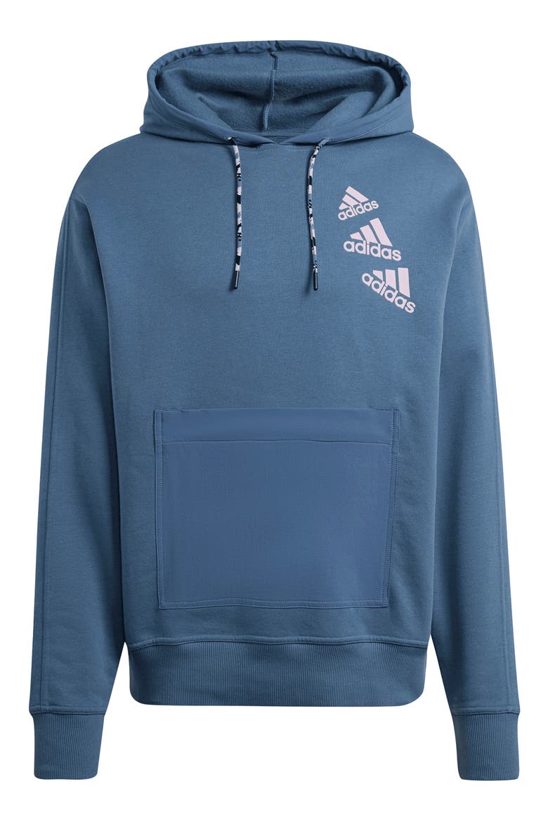 UNITEFIT Q4 Kangaroo Zip Pocket Recycled Polyester Blend Hoodie, Alternate, color, WONDER STEEL/ BLISS LILAC