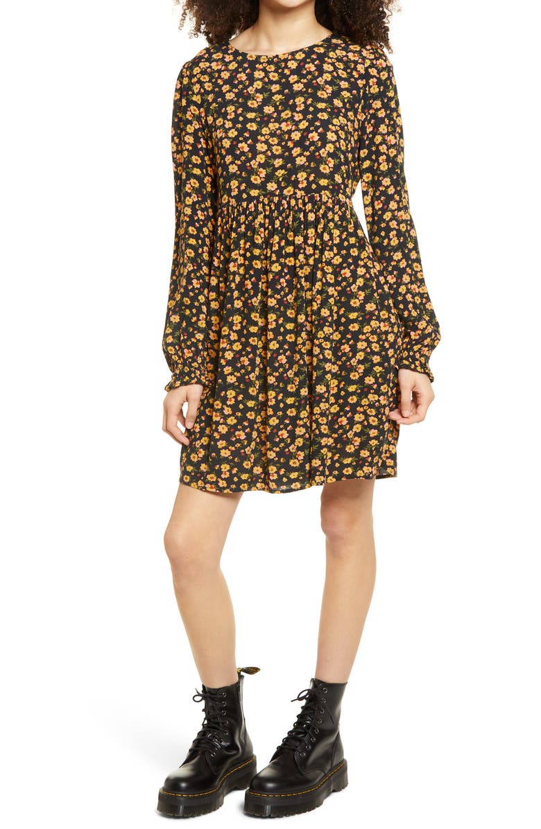 BP. Print Long Sleeve Dress, Main, color,