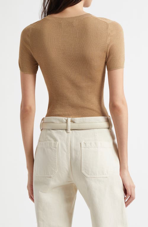 Nili Lotan Hettie Rib Silk Sweater In Camel