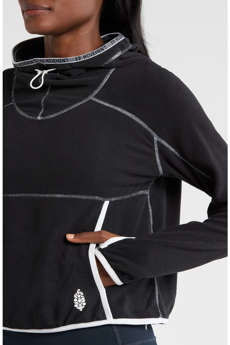 FP Movement Care on the Run Fleece Funnel Neck Hoodie, Alternate, color, BLACK