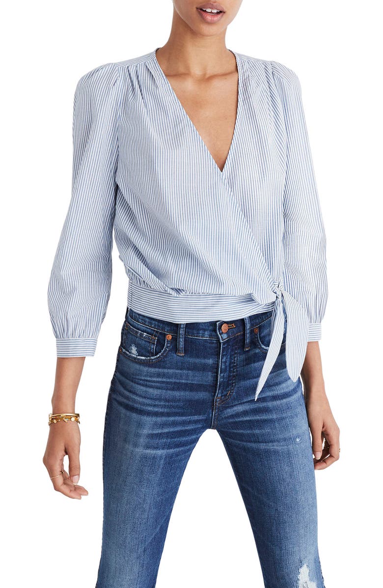 Madewell Stripe Wrap Top, Main, color,