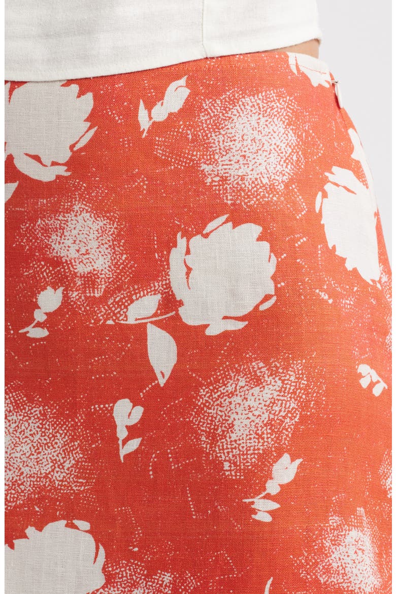 Martina Floral Linen Maxi Skirt, Alternate, color, SUNROSE ROSSO
