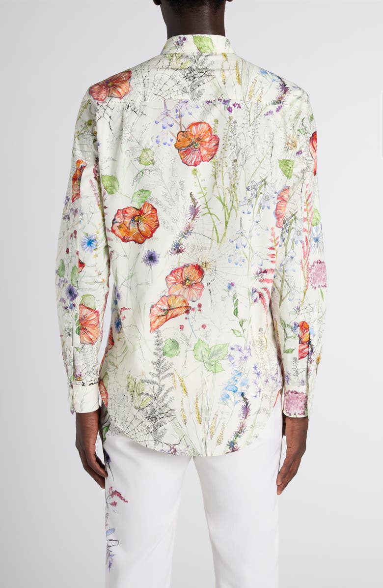 McQueen Floral Shop Button-Up Shirt, Alternate, color, White Multicolour