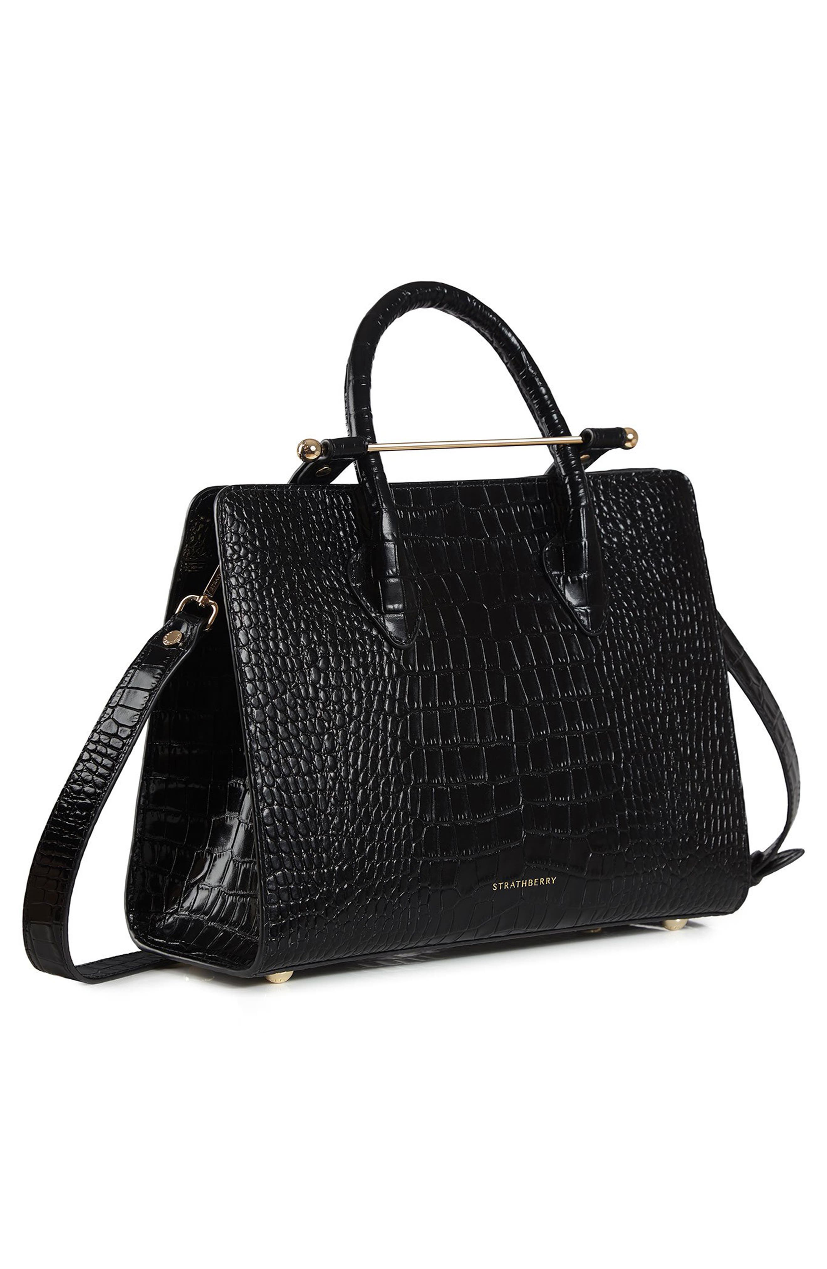 Strathberry Midi Croc Embossed Leather Tote, Alternate, color, 