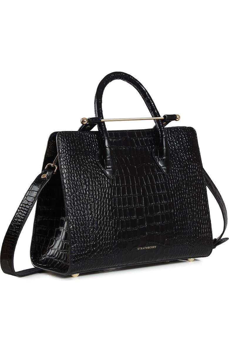 Strathberry Midi Croc Embossed Leather Tote, Alternate, color,