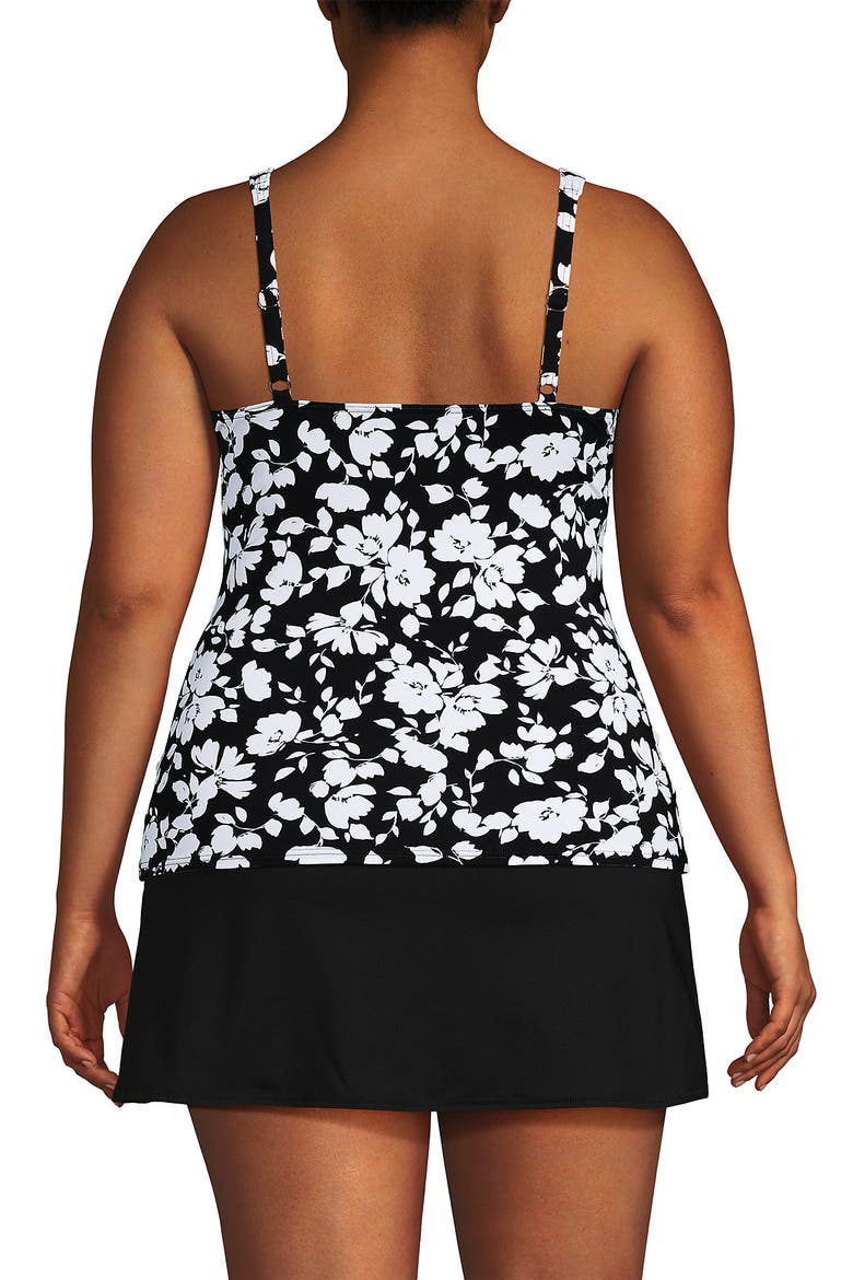 Plus Size Sweetheart Wrap Underwire Tankini Top, Alternate, color, Black Blossom Floral
