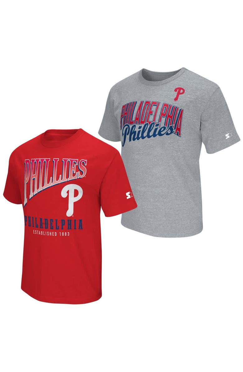 STARTER Men's Starter  Red/Heather Gray Philadelphia Phillies Two-Pack T-Shirt Set, Main, color, Red