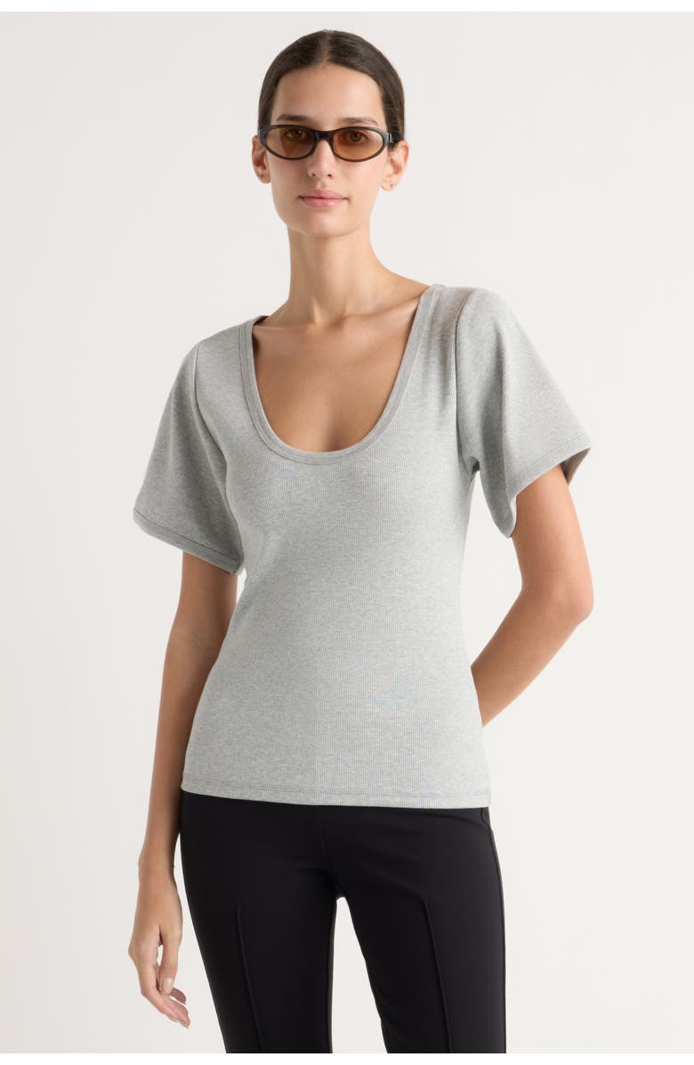 Modern Citizen Renee Sculpted Scoop-Neck Tee, Alternate, color, Heather Grey