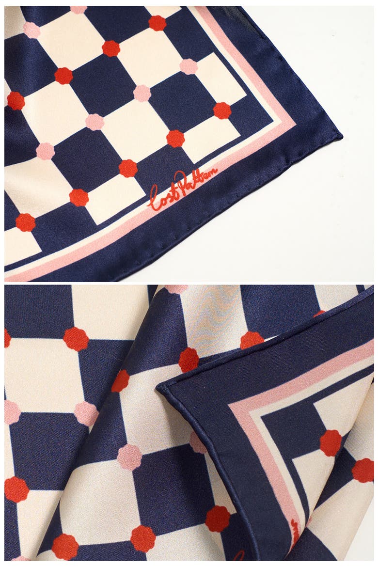 Checkerboard Silk Square Bandana, Alternate, color, BLUE
