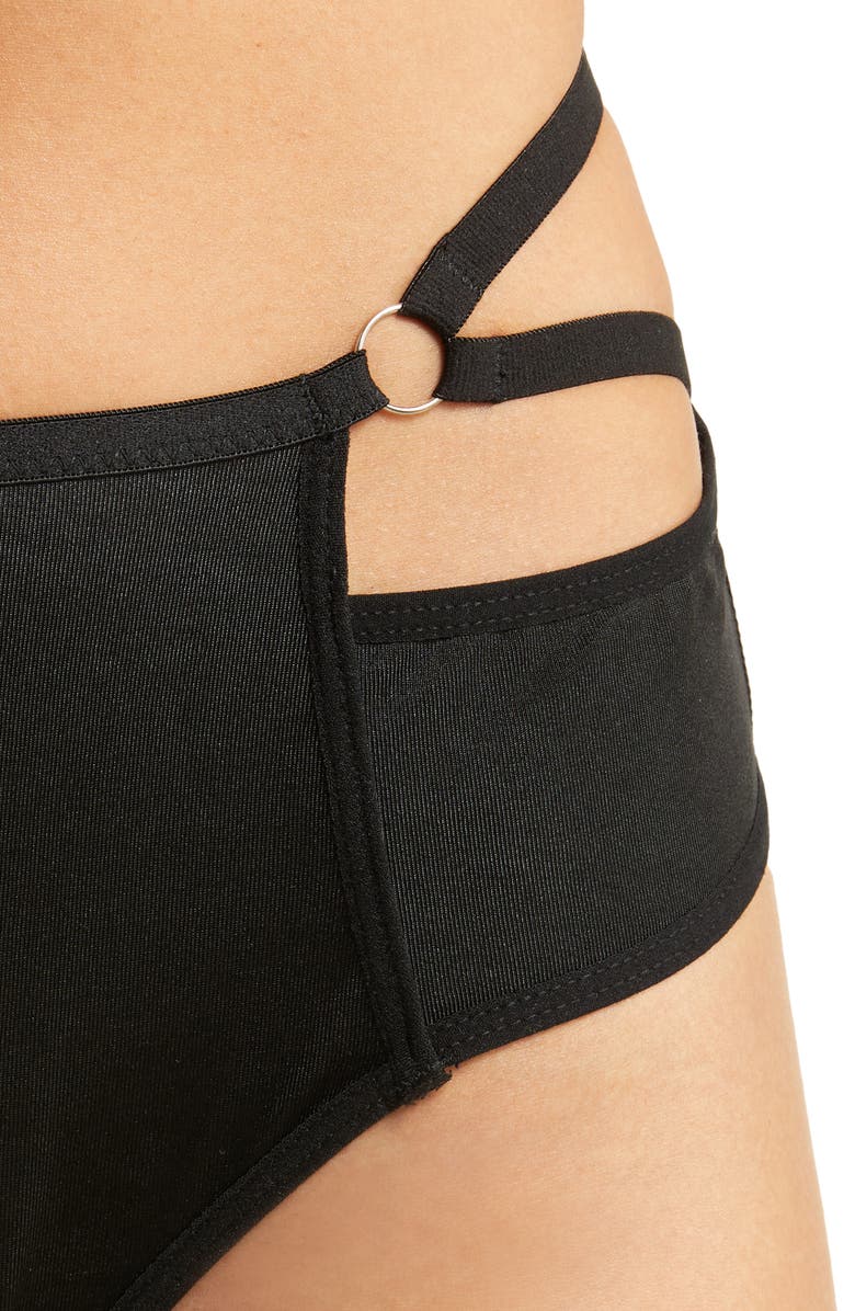 Hauty Strapped Up Bikini, Alternate, color, Black