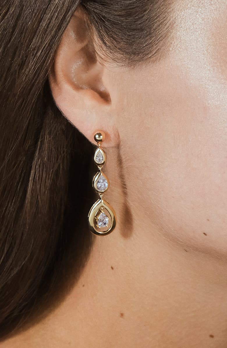 Sterling Forever Zara CZ Drop Earrings, Alternate, color, Gold