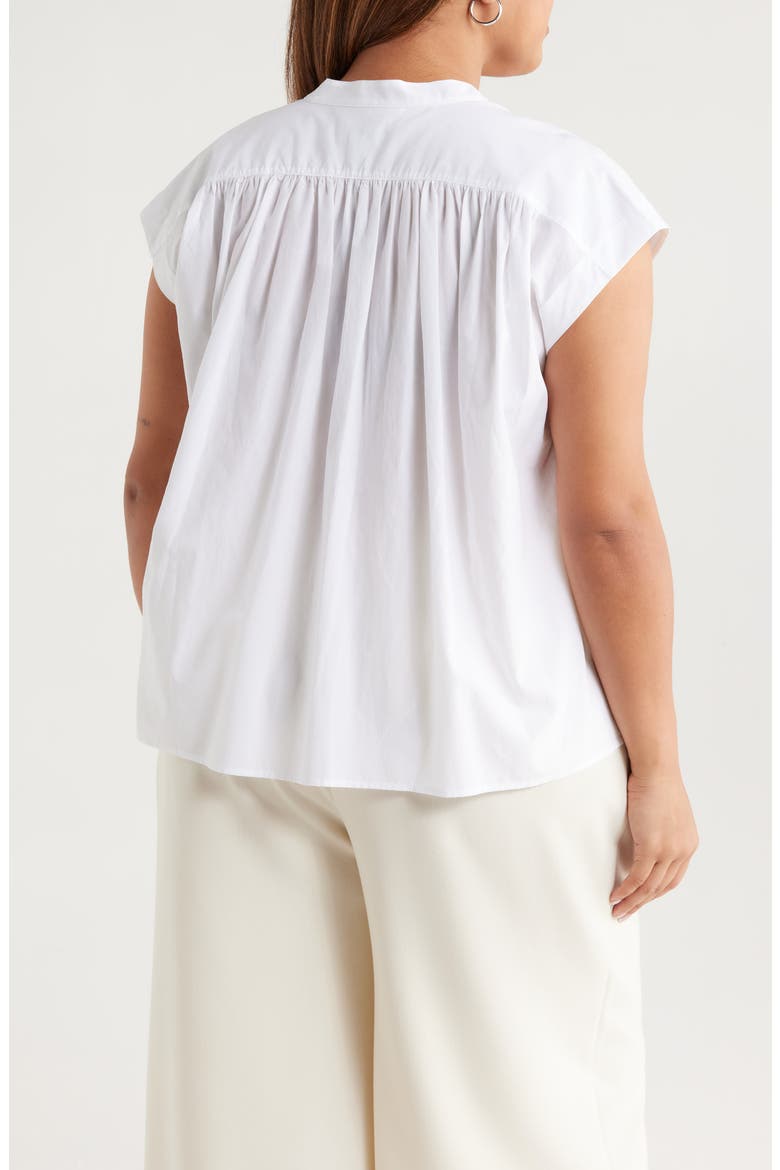 Shirred Cap Sleeve Top, Alternate, color, WHITE