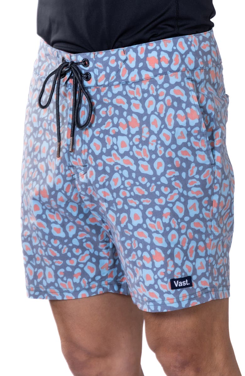 VAST Leopard Print Stretch Board Shorts, Alternate, color,