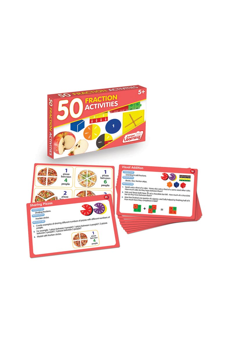 Junior Learning JL331 50 Fraction Activities, Multi, Alternate, color, Multicolored