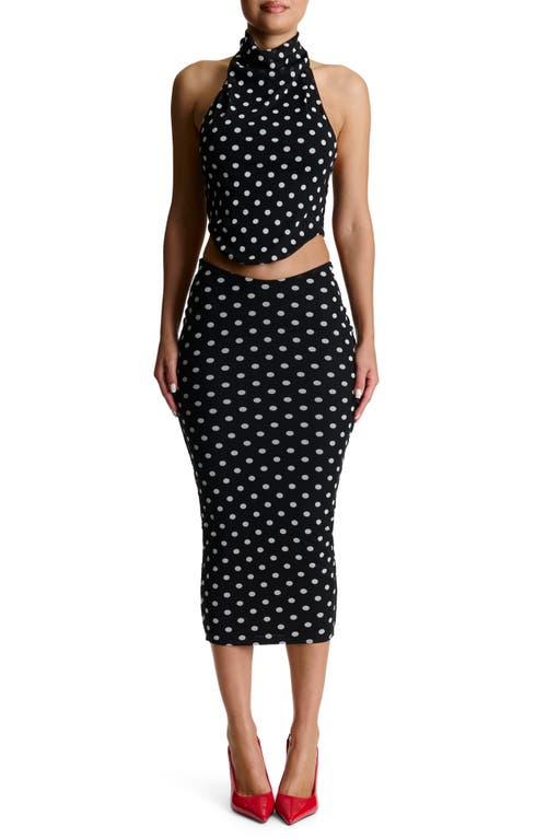 Naked Wardrobe Scoop Waist Midi Skirt In Black White Polka Dot