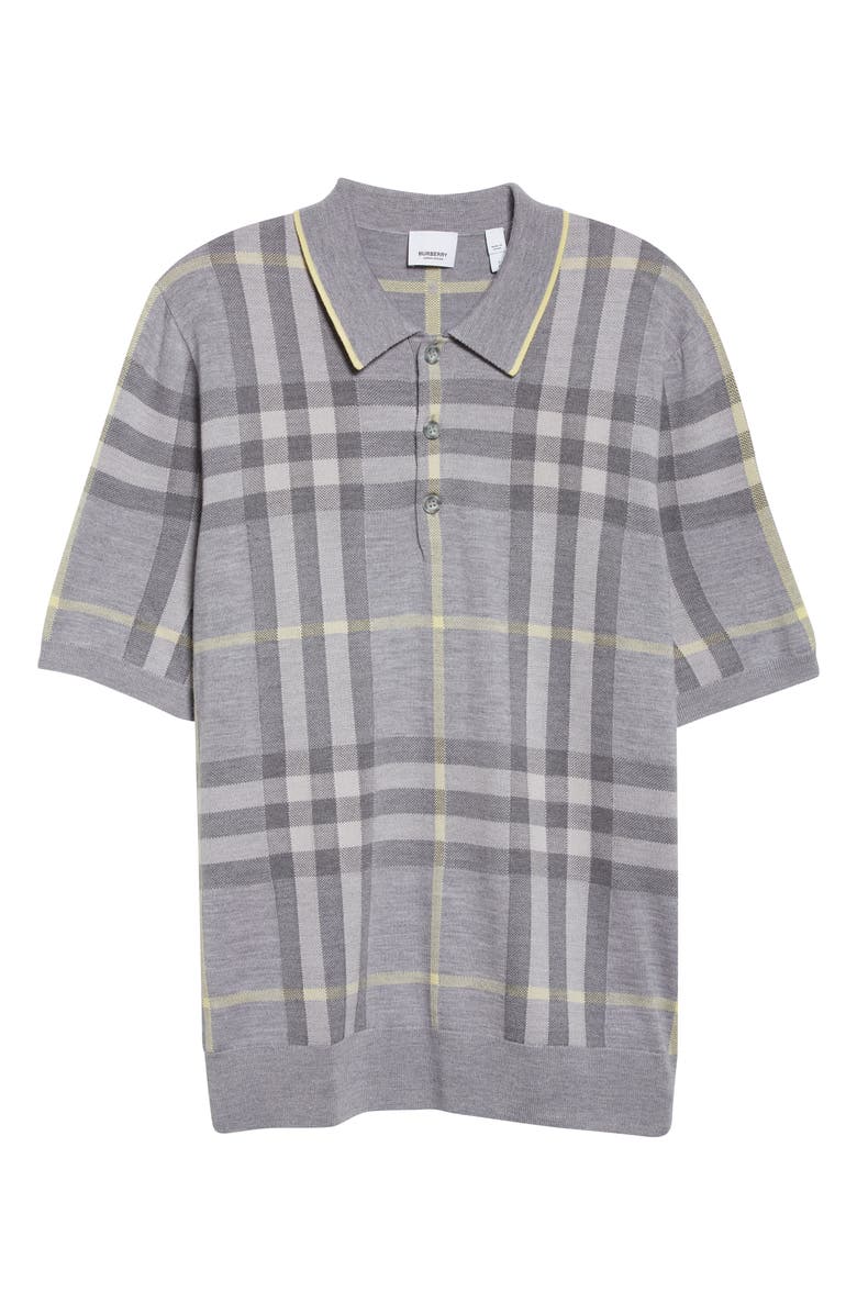 Burberry Cartner Check Intarsia Wool & Silk Polo, Alternate, color, 
