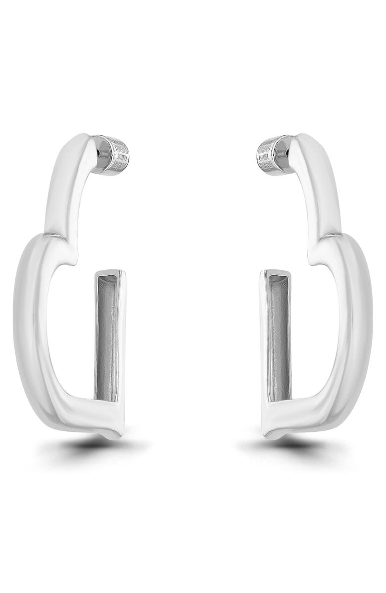 Christian Siriano New York Heart Hoop Earrings, Main, color, Silver