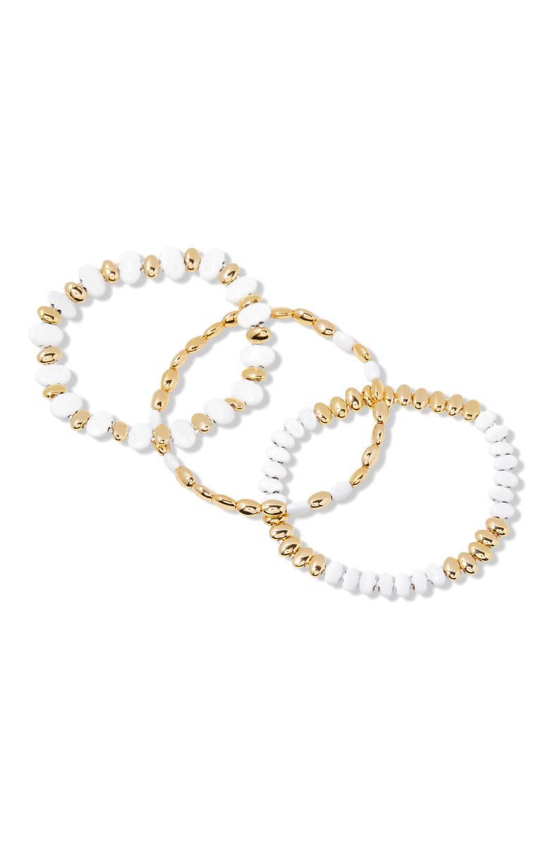 Brook and York Monterey Set of 3 Beaded Bracelets, Alternate, color, Gold/ White