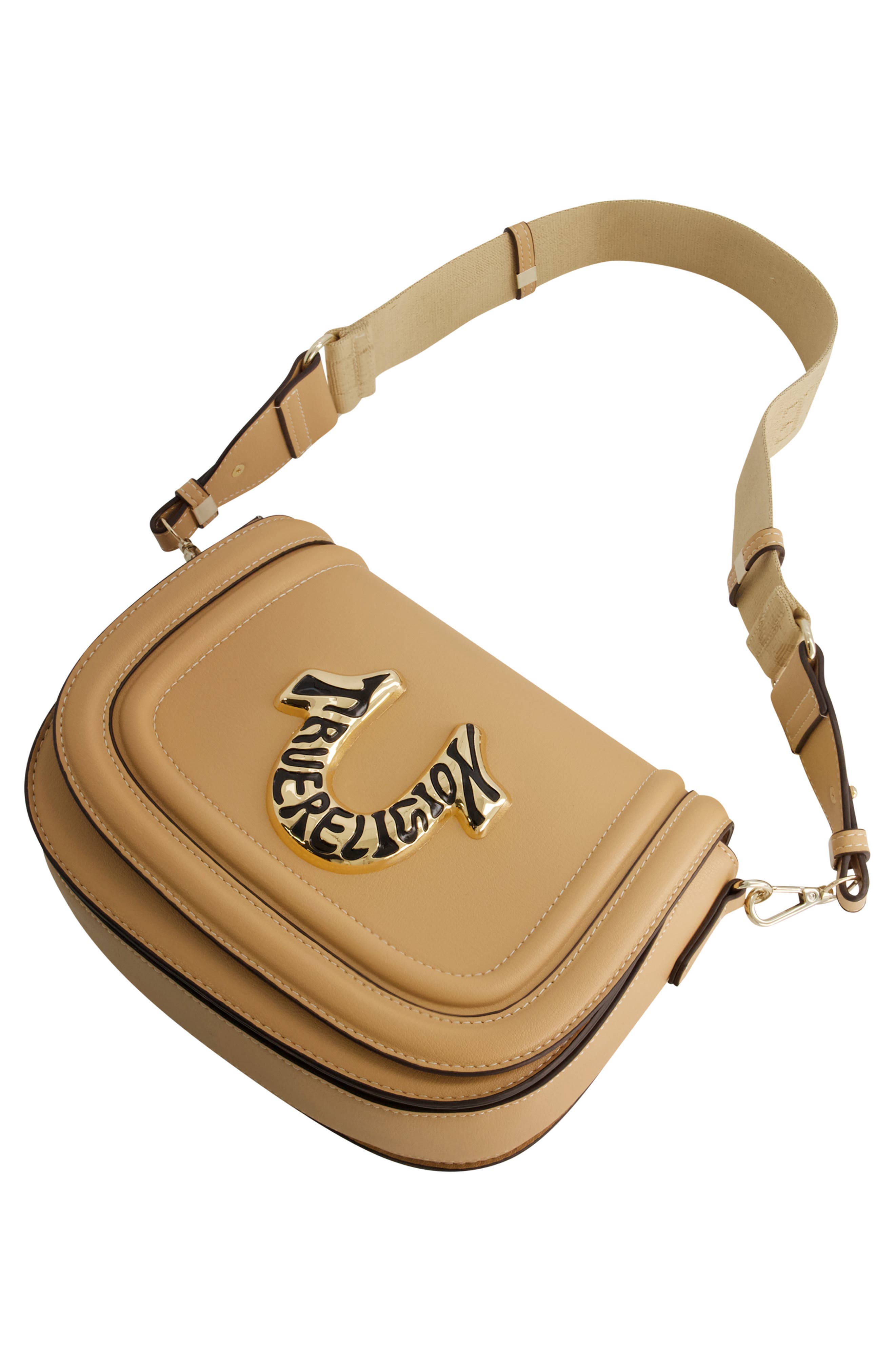 True Religion Logo Crossbody Bag, Alternate, color, Camel