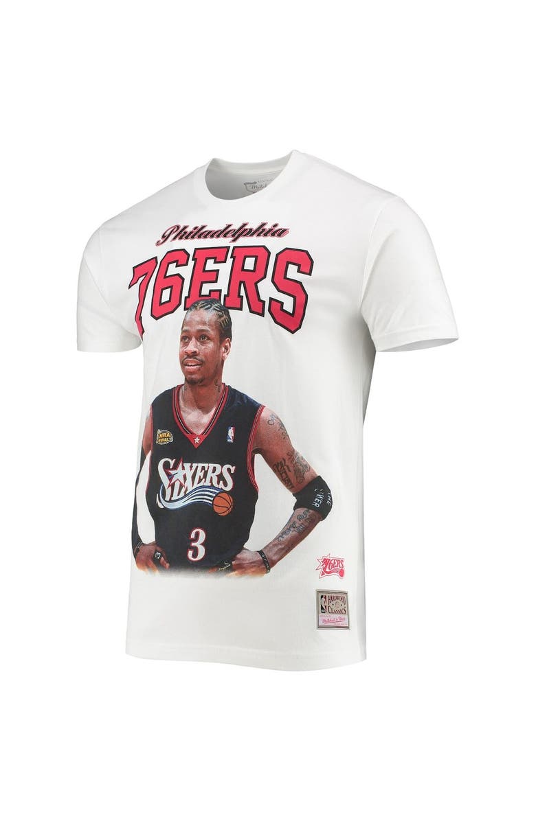 Mitchell & Ness Men's Mitchell & Ness Allen Iverson White Philadelphia 76ers Hardwood Classics Courtside Player T-Shirt, Alternate, color,