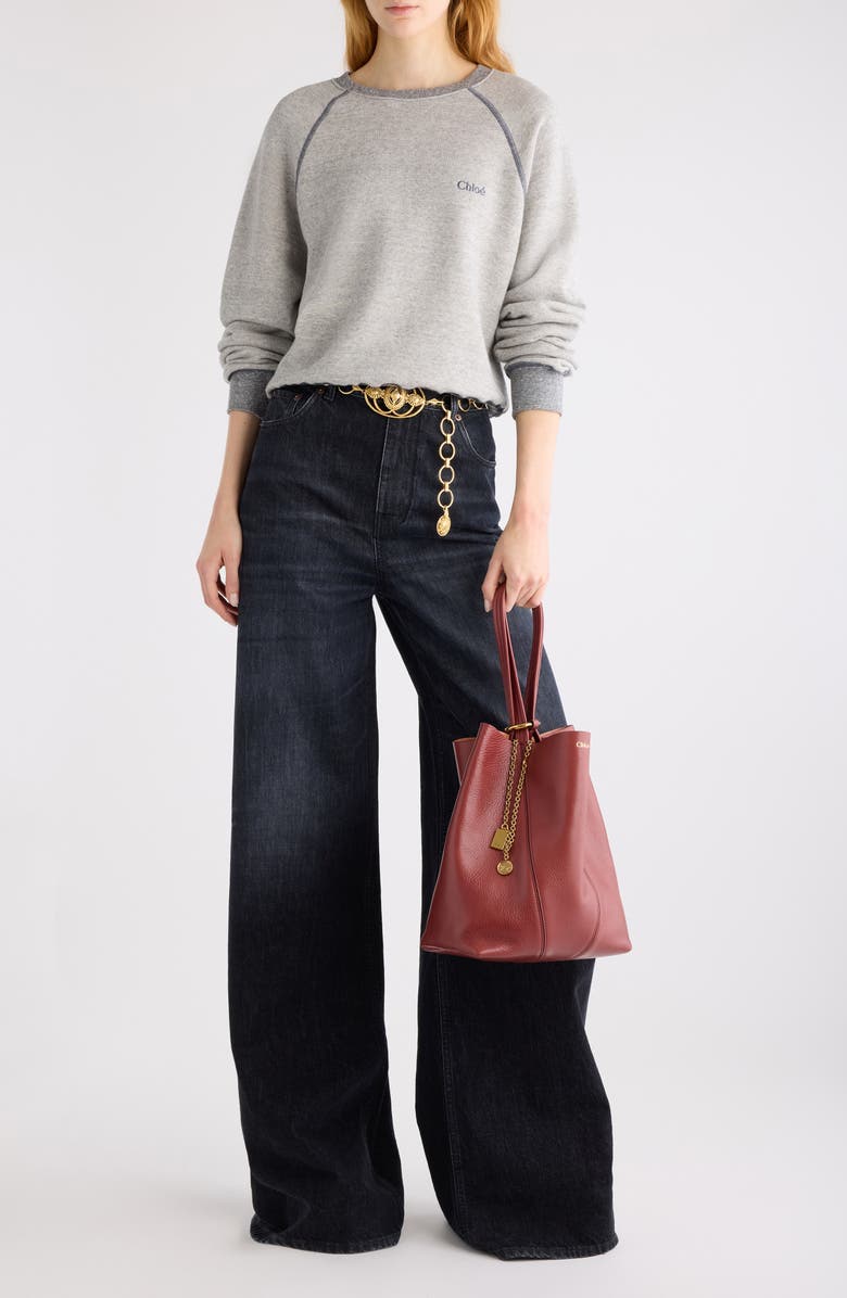 Chloé High Waist Wide Leg Jeans, Alternate, color, Onyx Black