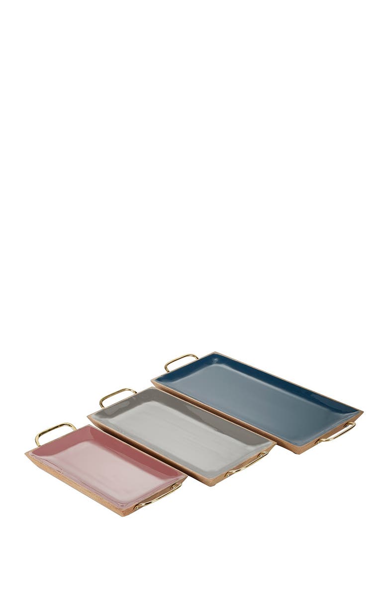 SONOMA SAGE HOME Multi Colored Mango Wood Tray with Enamel Interior, Alternate, color, Multi