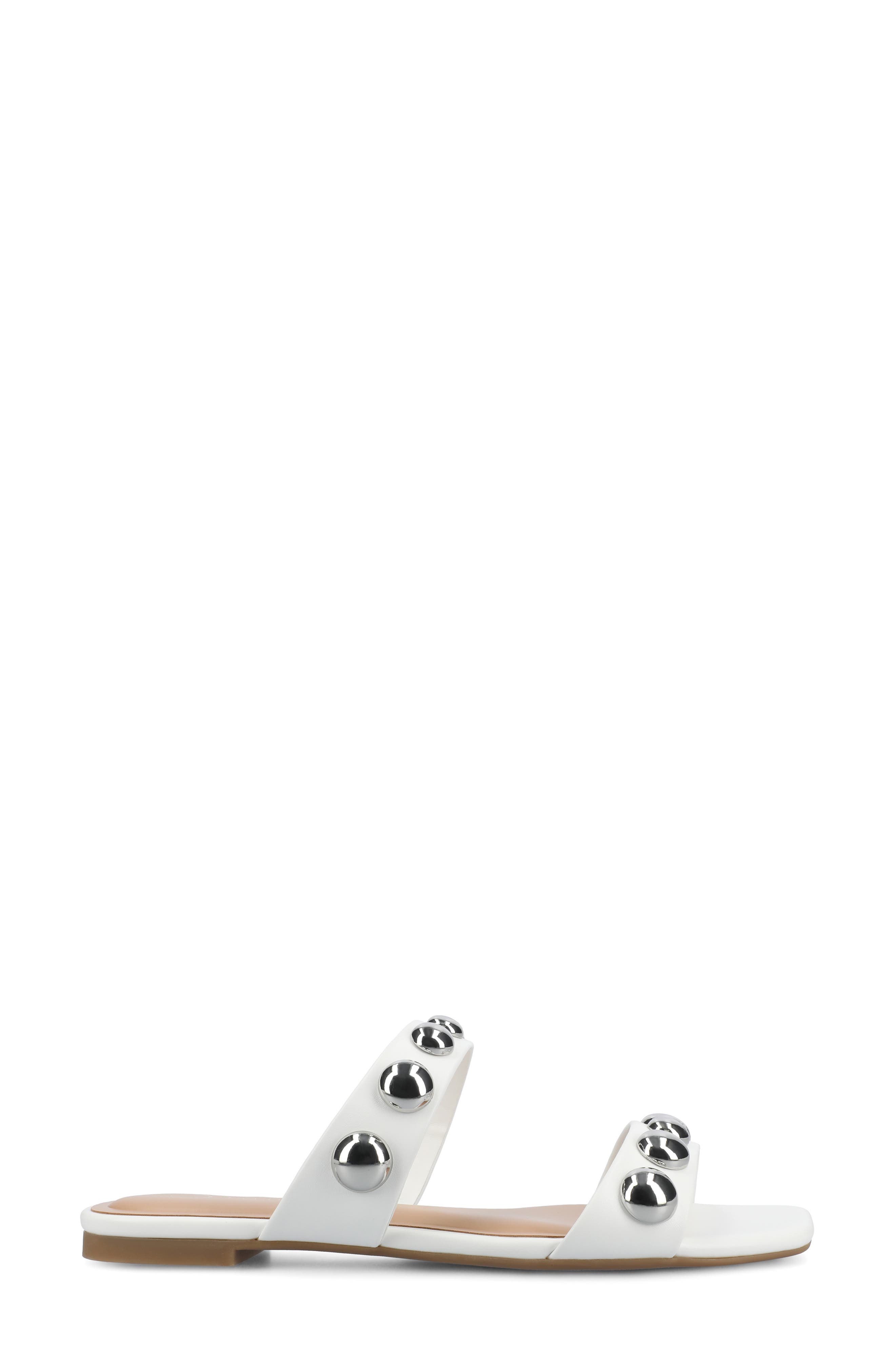 Frida Studded Slide Sandal, Alternate, color, WHITE/ SILVER