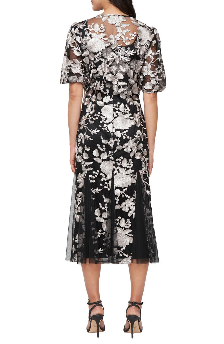 Alex Evenings Floral Embroidered Sleeveless Dress & Jacket, Alternate, color, Black/ Taupe