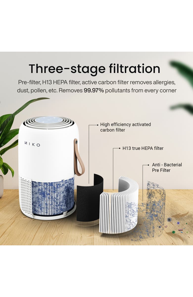 MIKO Smart True HEPA Air Purifier with App Control - Covers up to 770 Sq. Ft., Alternate, color, White