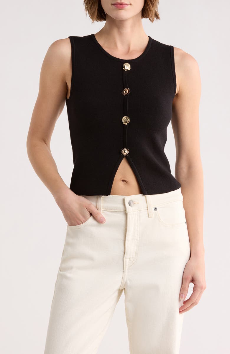 Blu Pepper Button Detail Knit Tank Top, Main, color, 