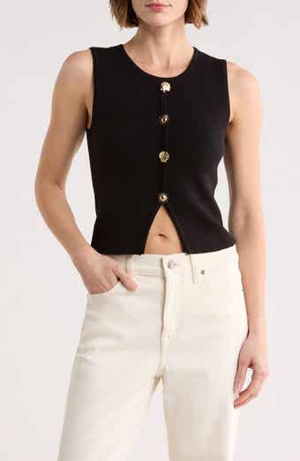 Button Detail Knit Tank Top