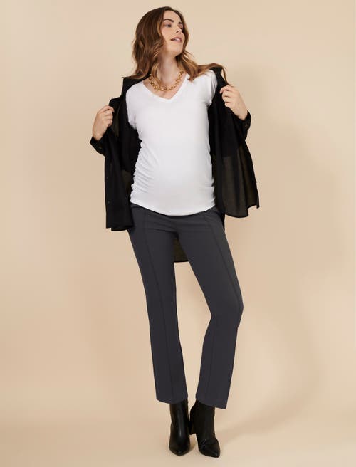 Motherhood Maternity Mia Secret Fit Over The Belly Slim Straight Leg Pant In Grey