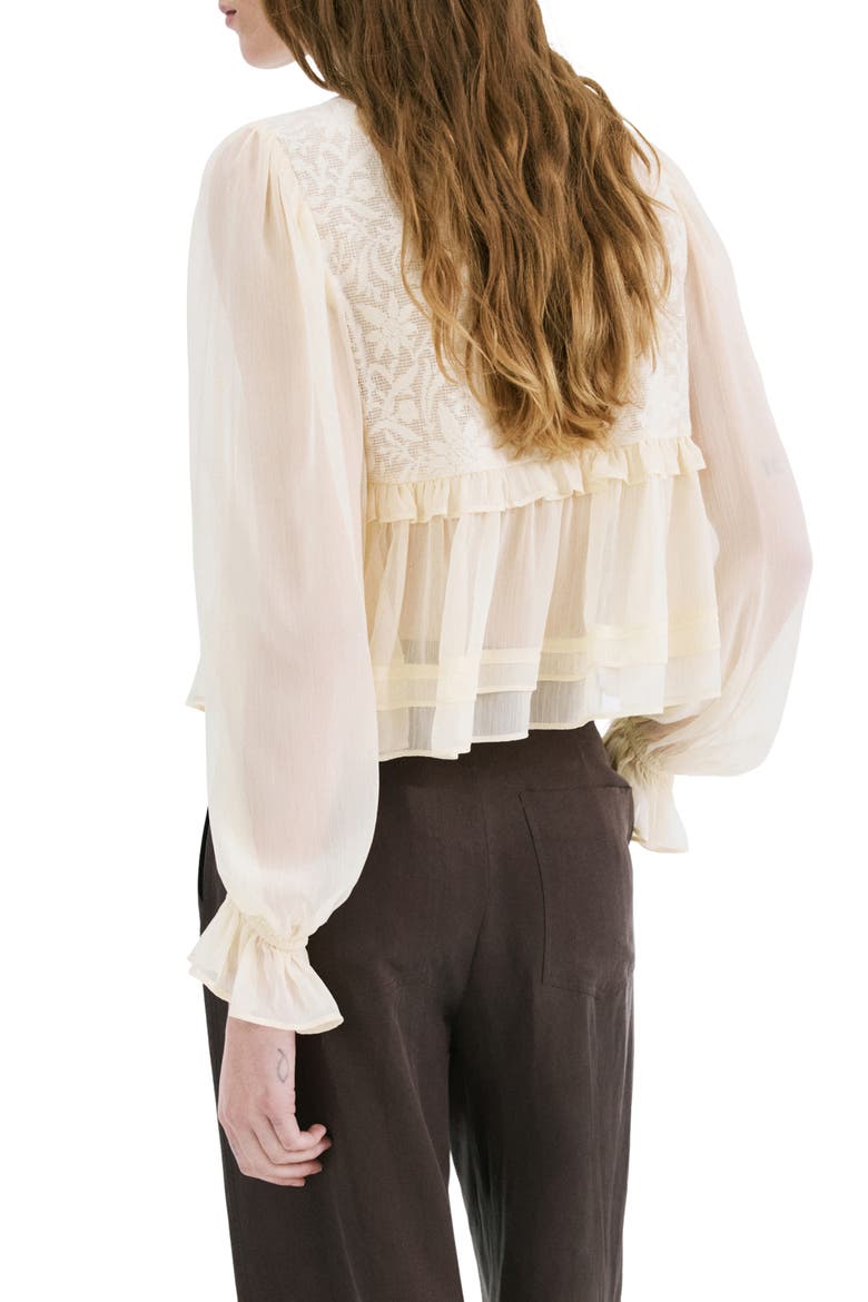 Lace Contrast Ruffle Top, Alternate, color, YELLOW