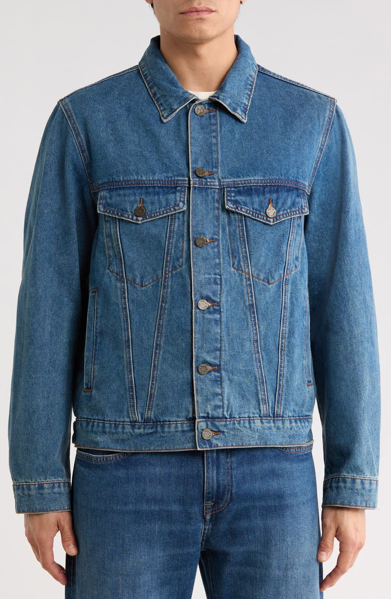 ONE OF THESE DAYS Denim Trucker Jacket, Alternate, color, Washed Indigo