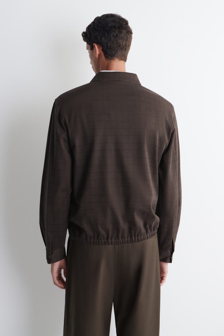 Checked Cotton Jacquard Zip-Up Polo Shirt, Alternate, color, BROWN / CHECKED